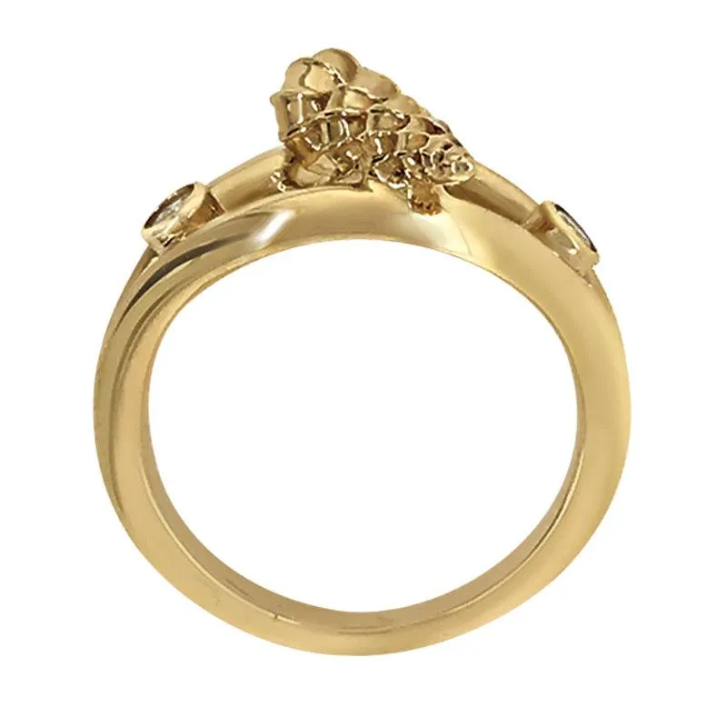 04 April "Birthshell" 14k Yellow Gold Ring: The Wentletrap with Diamonds