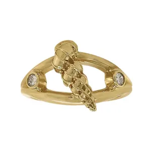 04 April "Birthshell" 14k Yellow Gold Ring: The Wentletrap with Diamonds