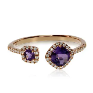 0.6 Carat Amethyst Gemstone Ring in 14k Rose Gold