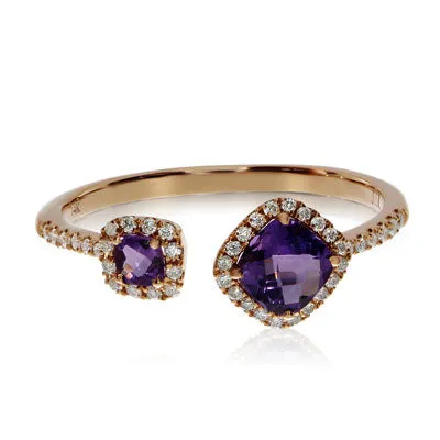 0.6 Carat Amethyst Gemstone Ring in 14k Rose Gold
