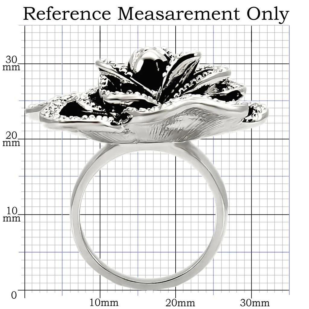 0W252 Rhodium Brass Ring with Top Grade Crystal in Clear
