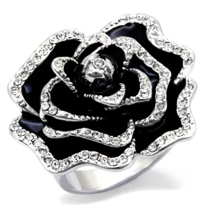 0W252 Rhodium Brass Ring with Top Grade Crystal in Clear