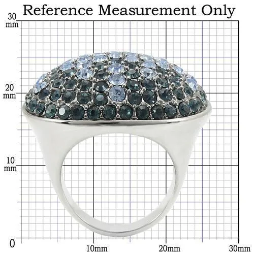 0W347 Rhodium   Ruthenium Brass Ring with Top Grade Crystal in Light Sapphire