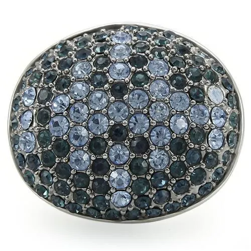 0W347 Rhodium   Ruthenium Brass Ring with Top Grade Crystal in Light Sapphire