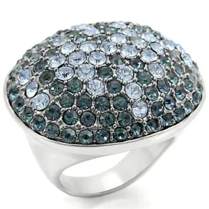 0W347 Rhodium   Ruthenium Brass Ring with Top Grade Crystal in Light Sapphire