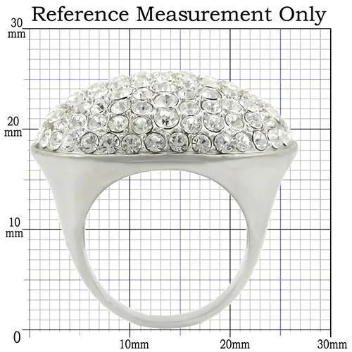 0W348 Rhodium Brushed Brass Ring with Top Grade Crystal in Clear