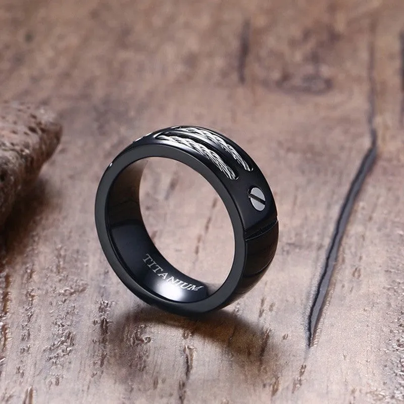 100% Black Titanium Steel Rope Anchor Ring