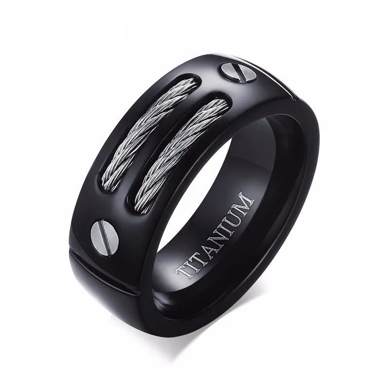 100% Black Titanium Steel Rope Anchor Ring