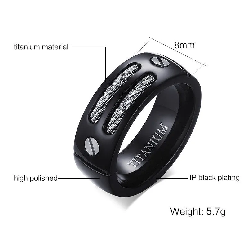 100% Black Titanium Steel Rope Anchor Ring