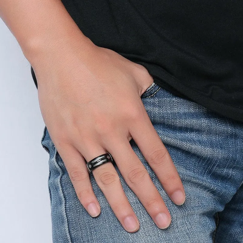 100% Black Titanium Steel Rope Anchor Ring