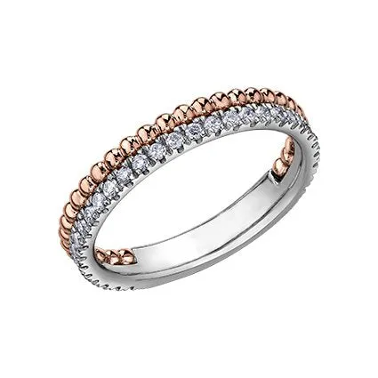 10K Rose and White Gold (0.30ct) Diamond Stackable Wedding Band