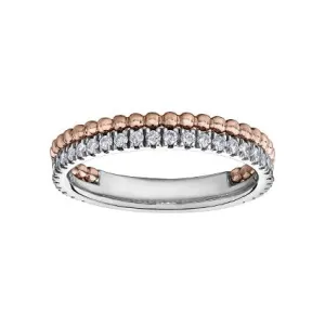 10K Rose and White Gold (0.30ct) Diamond Stackable Wedding Band