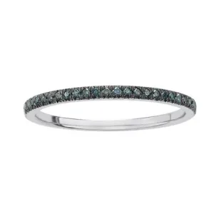 10K White Gold (0.10ct) Blue Diamonds Stackable Wedding Band