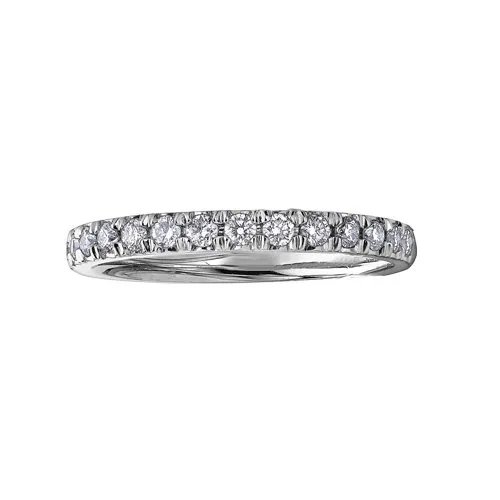 10K White Gold (0.10ct) Pavee Set Diamond Stackable Wedding Band
