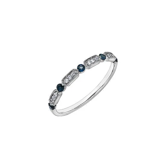 10K White Gold Sapphire and Diamond Ring
