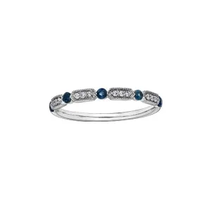 10K White Gold Sapphire and Diamond Ring