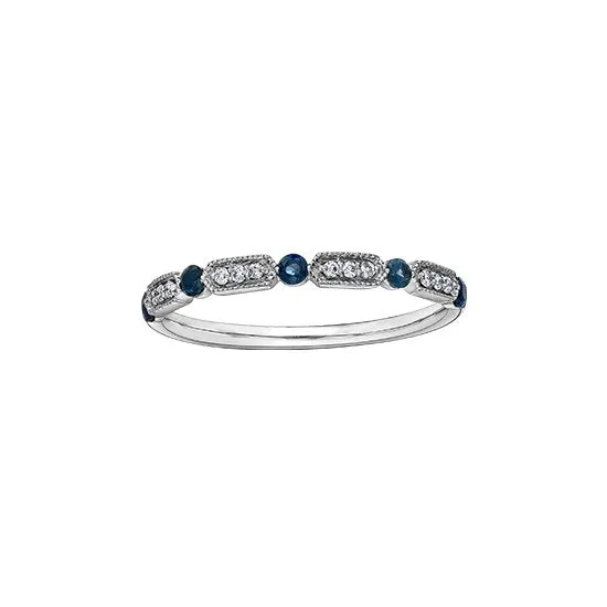 10K White Gold Sapphire and Diamond Ring