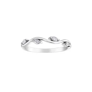 10K (White or Yellow) Gold (0.14ct) Floral Diamond Band White