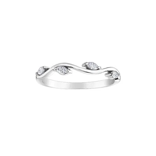10K (White or Yellow) Gold (0.14ct) Floral Diamond Band White