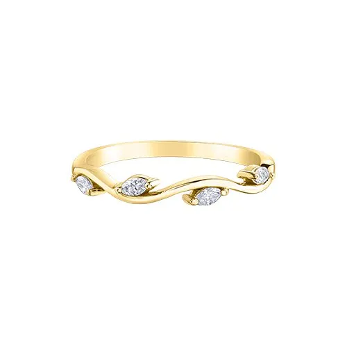 10K (White or Yellow) Gold (0.14ct) Floral Diamond Band White