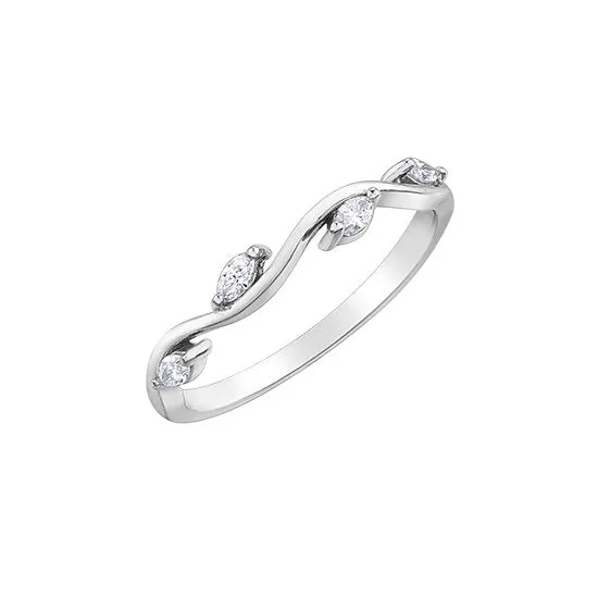 10K (White or Yellow) Gold (0.14ct) Floral Diamond Band White