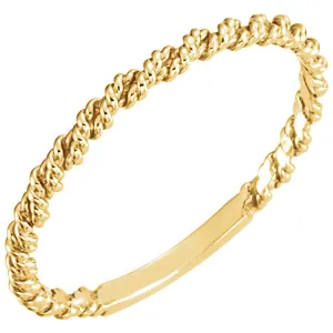10k Yellow Gold 2mm Twisted Rope Band, Size 7
