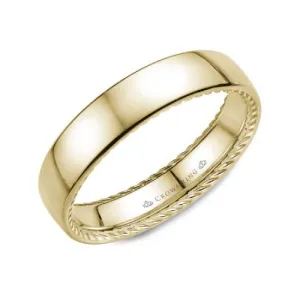 10K Yellow Gold (5mm) Polished Center and Rope Edges Wedding Band