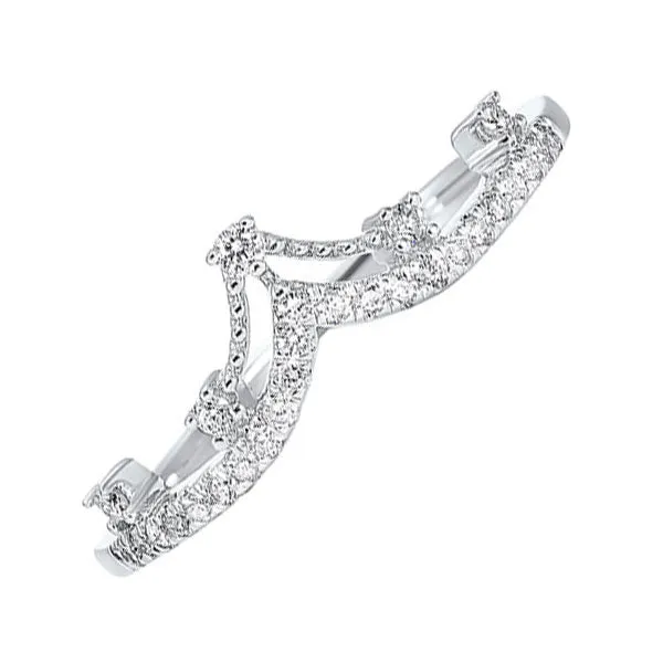 10KT White Gold & Diamond Classic Book Stackable Fashion Ring  - 1/5 ctw