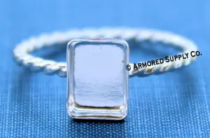 10x8mm Rectangle Bezel Ring Blank ROPE Ring Band