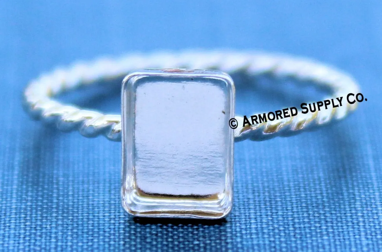 10x8mm Rectangle Bezel Ring Blank ROPE Ring Band