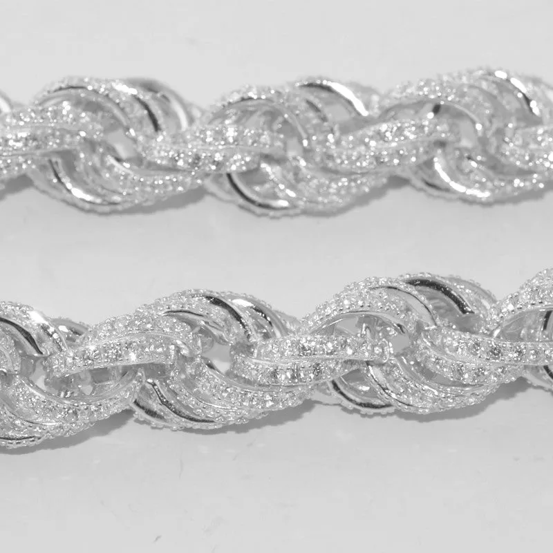 11mm Sterling Silver Iced Out Rope Chain