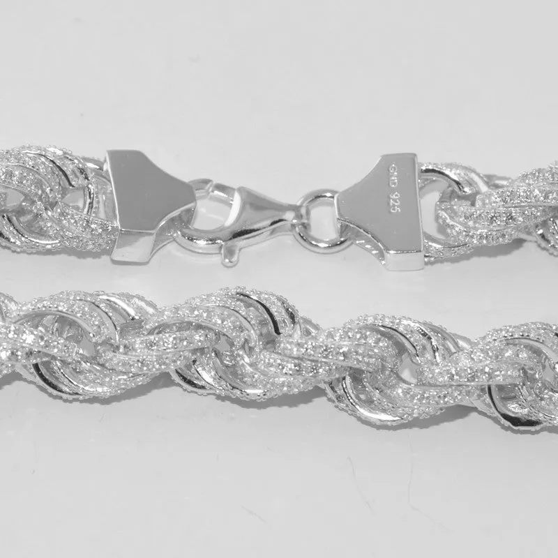 11mm Sterling Silver Iced Out Rope Chain