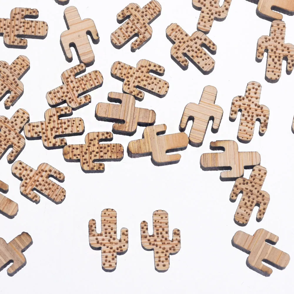 12*7mm DIY Laser Cut Wooden Earring Cactus Wood Charm stud earrings wooden laser cut studs women gift 6pcs 10261159