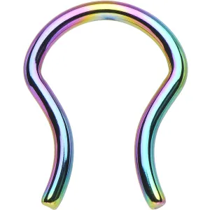 14 Gauge 5/8 Rainbow Anodized Titanium Septum Retainer