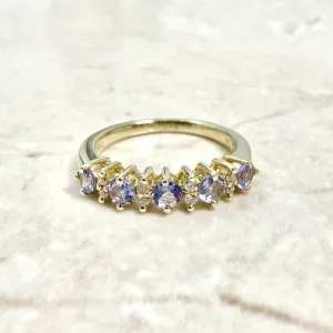 14 Karat Yellow Gold Diamond & Tanzanite Band Ring