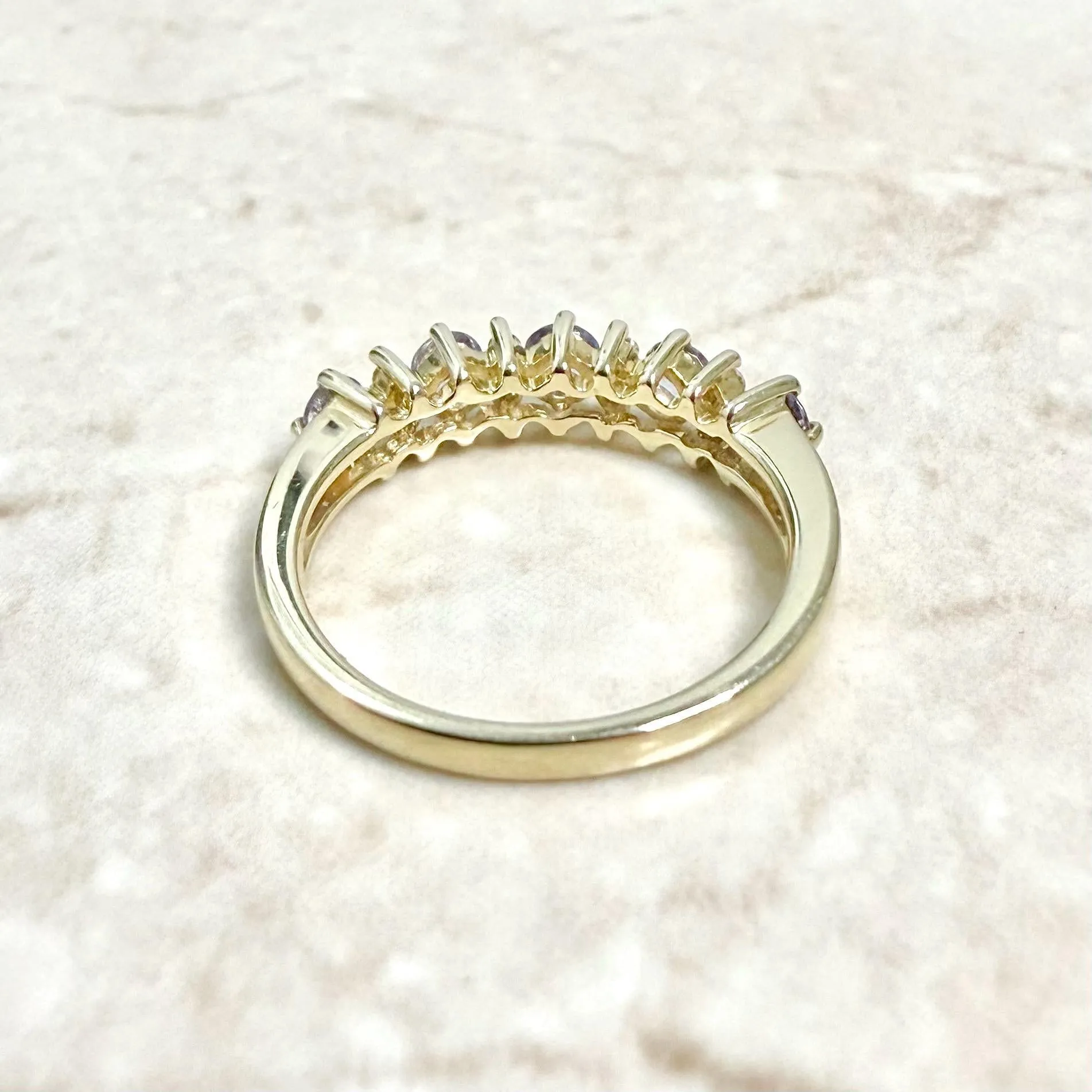 14 Karat Yellow Gold Diamond & Tanzanite Band Ring