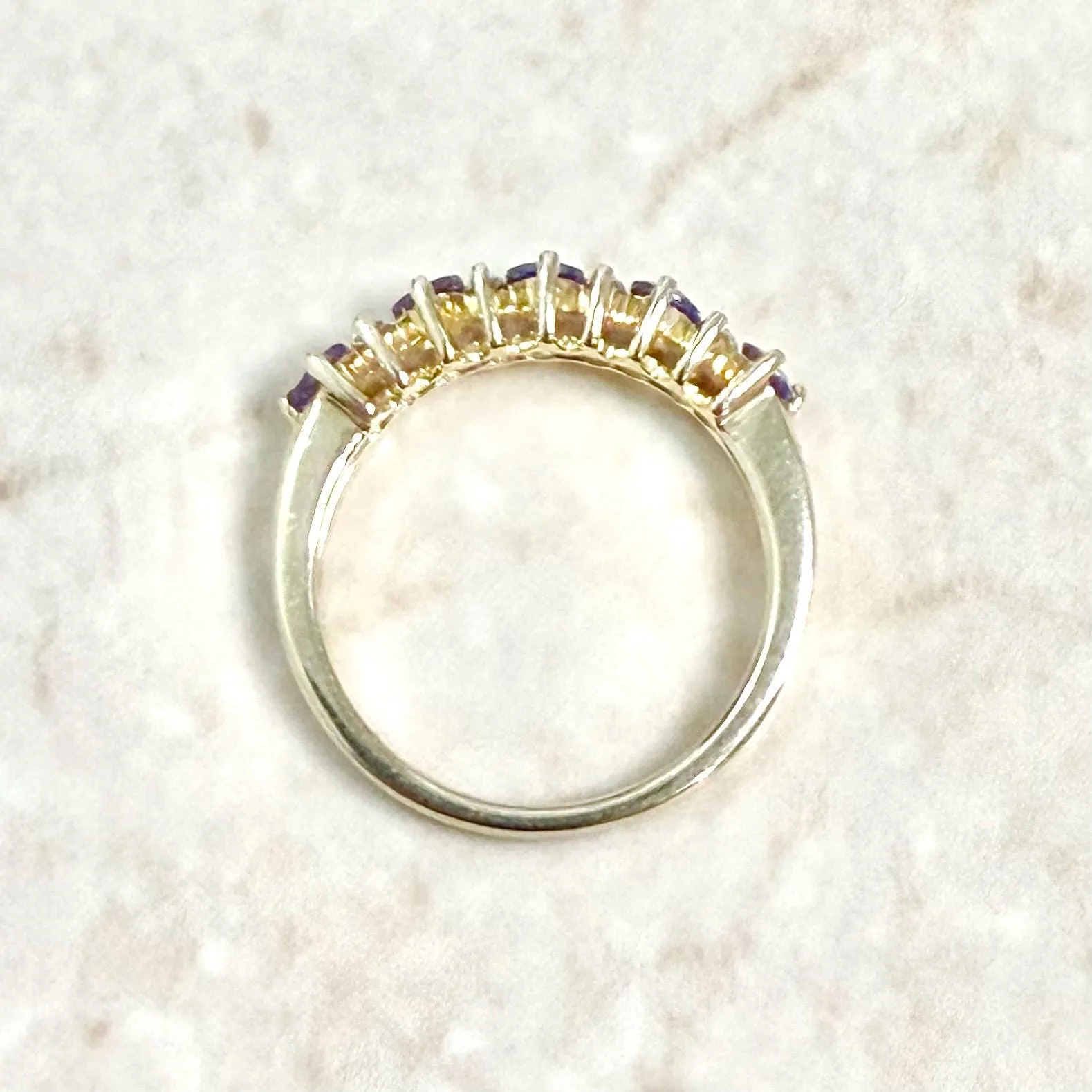 14 Karat Yellow Gold Diamond & Tanzanite Band Ring