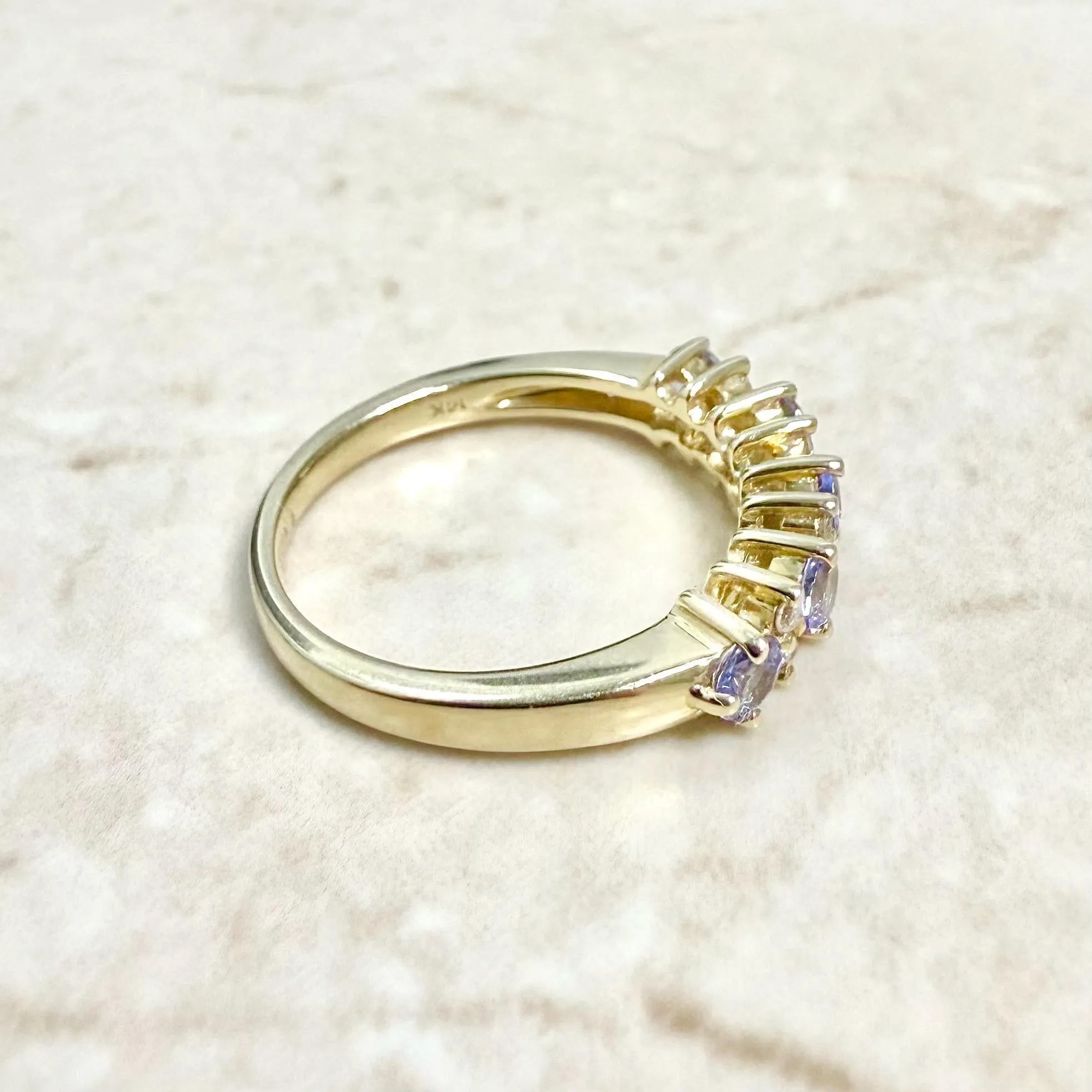 14 Karat Yellow Gold Diamond & Tanzanite Band Ring