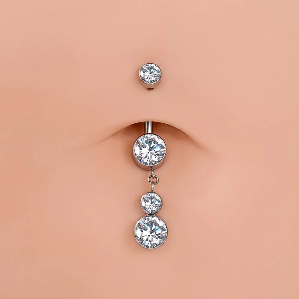14G Titanium Internally Threaded Clear CZ Belly Button Ring