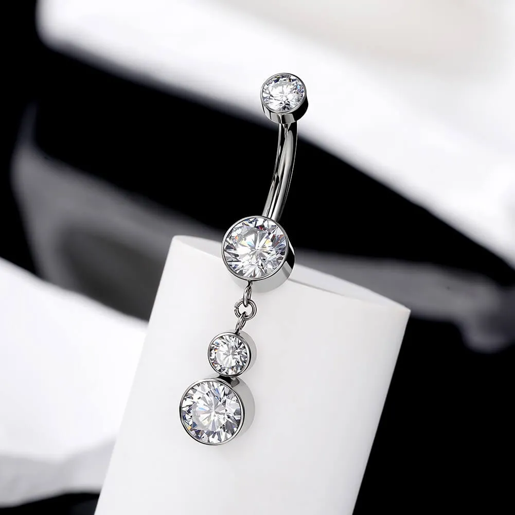 14G Titanium Internally Threaded Clear CZ Belly Button Ring