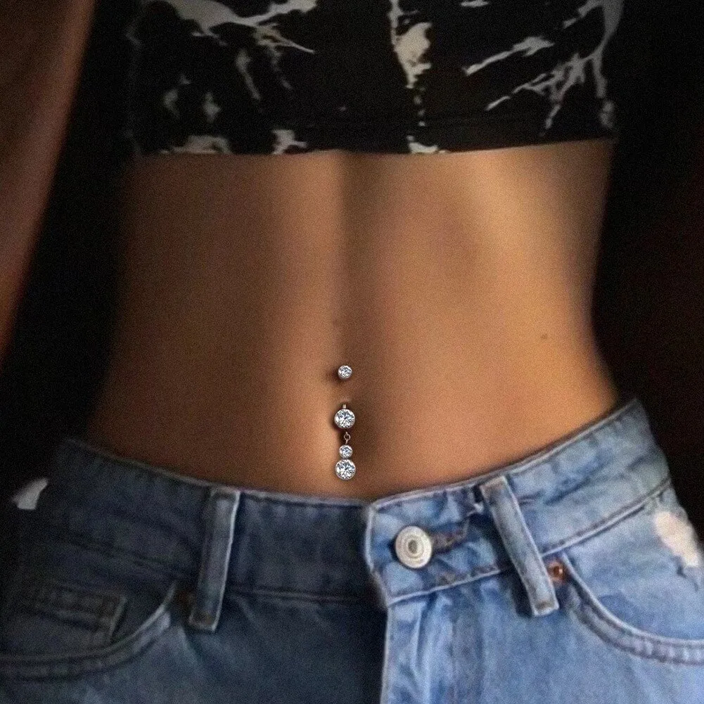 14G Titanium Internally Threaded Clear CZ Belly Button Ring