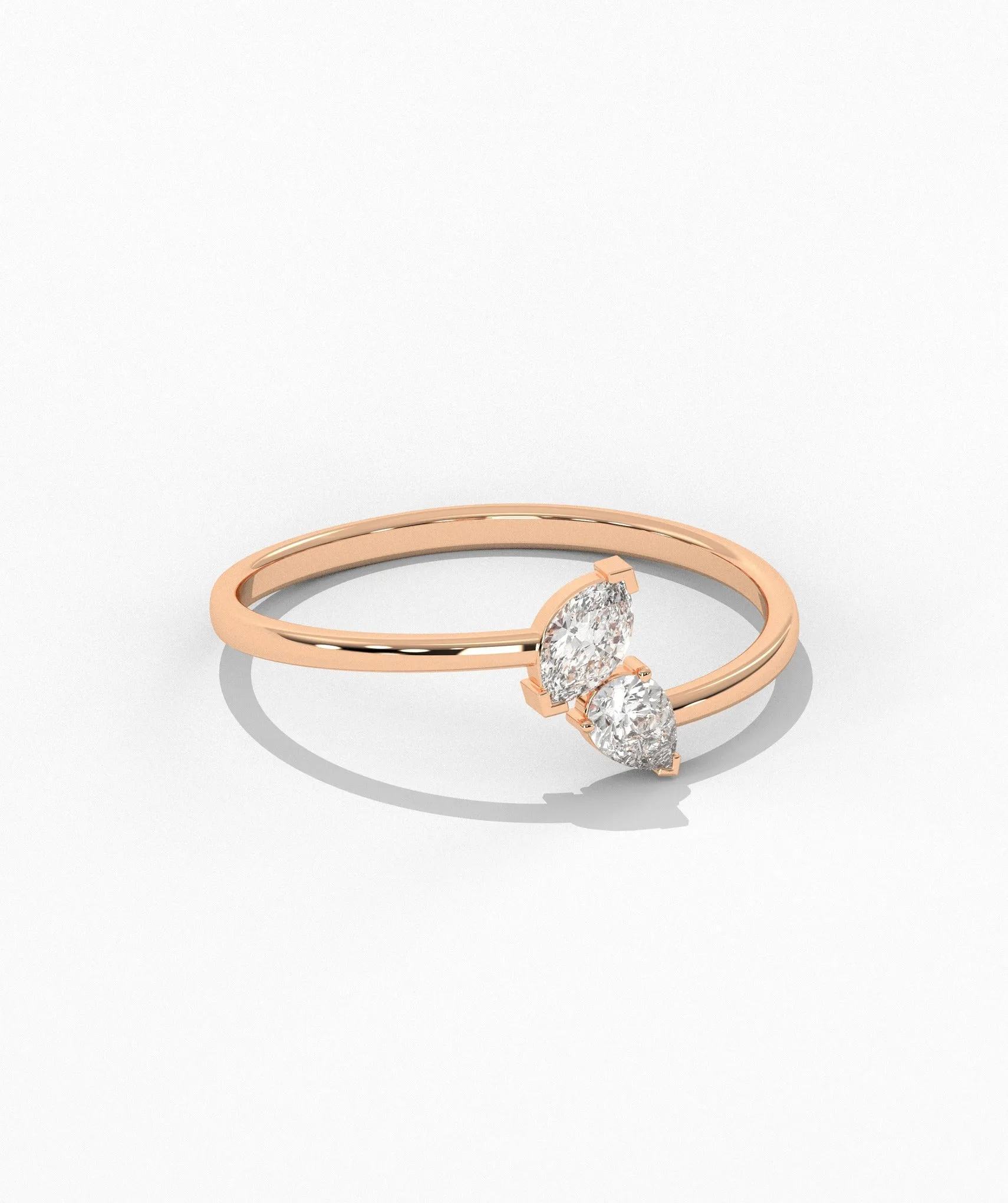 14K Gold Duo Diamond Ring