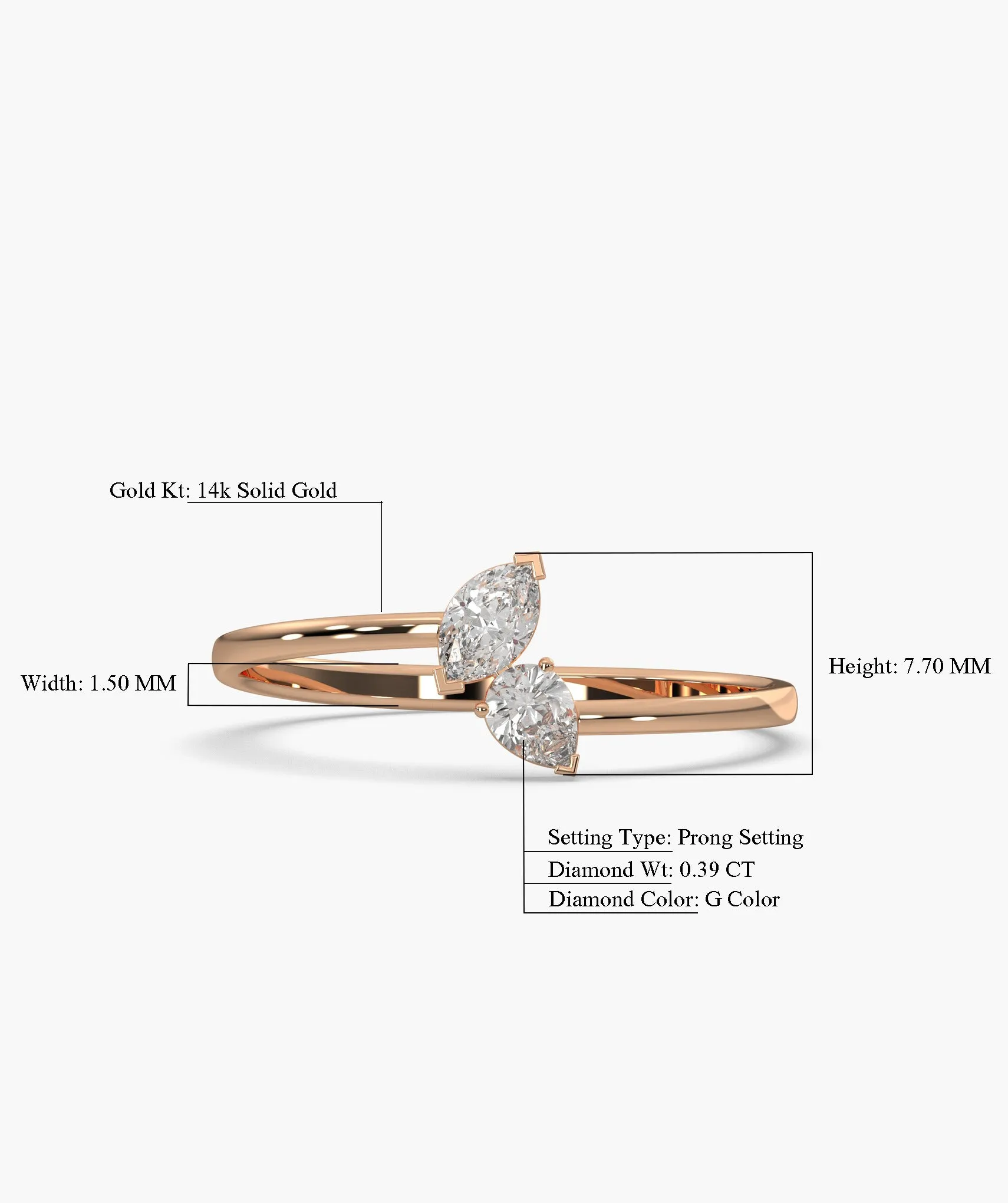 14K Gold Duo Diamond Ring
