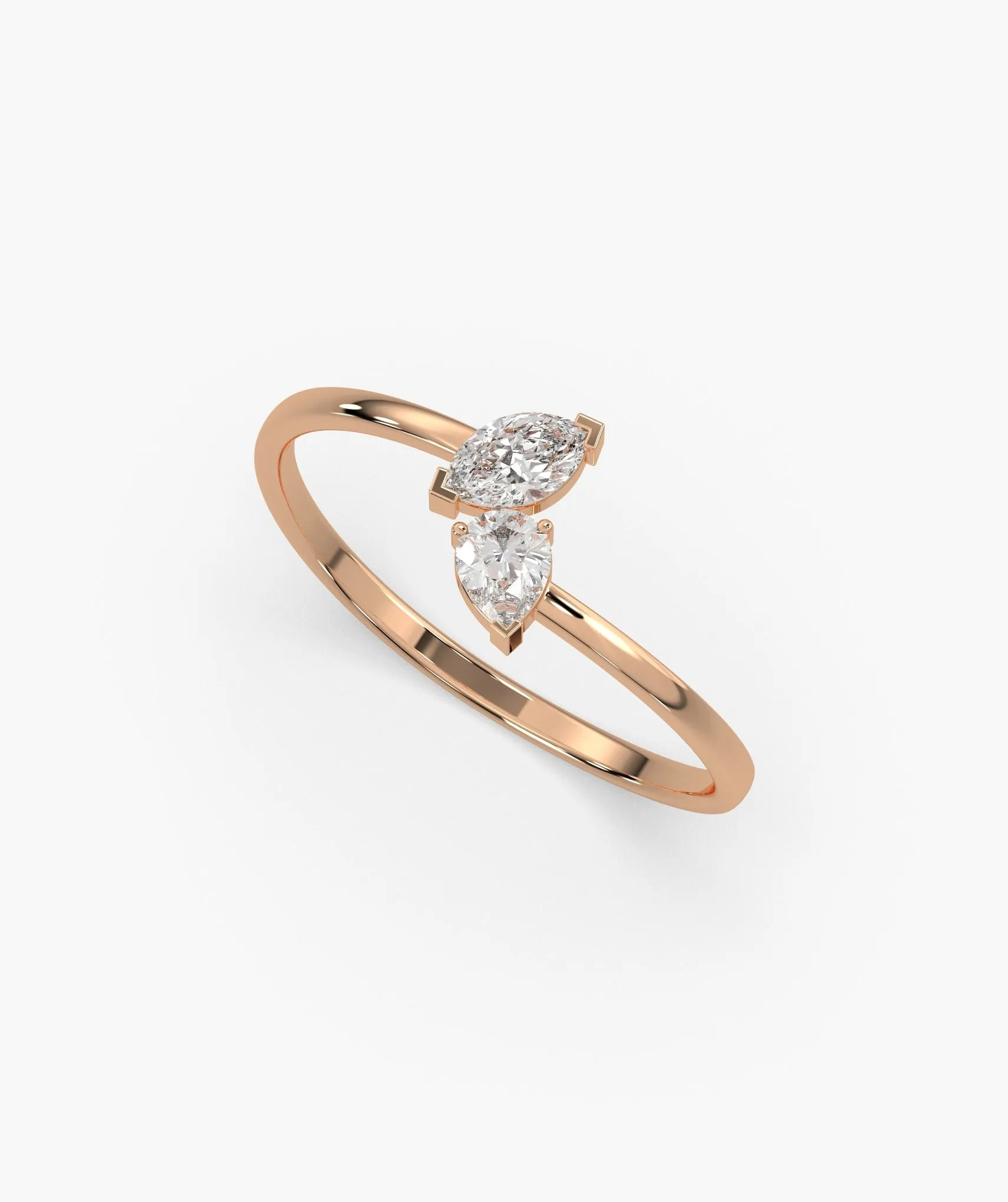 14K Gold Duo Diamond Ring