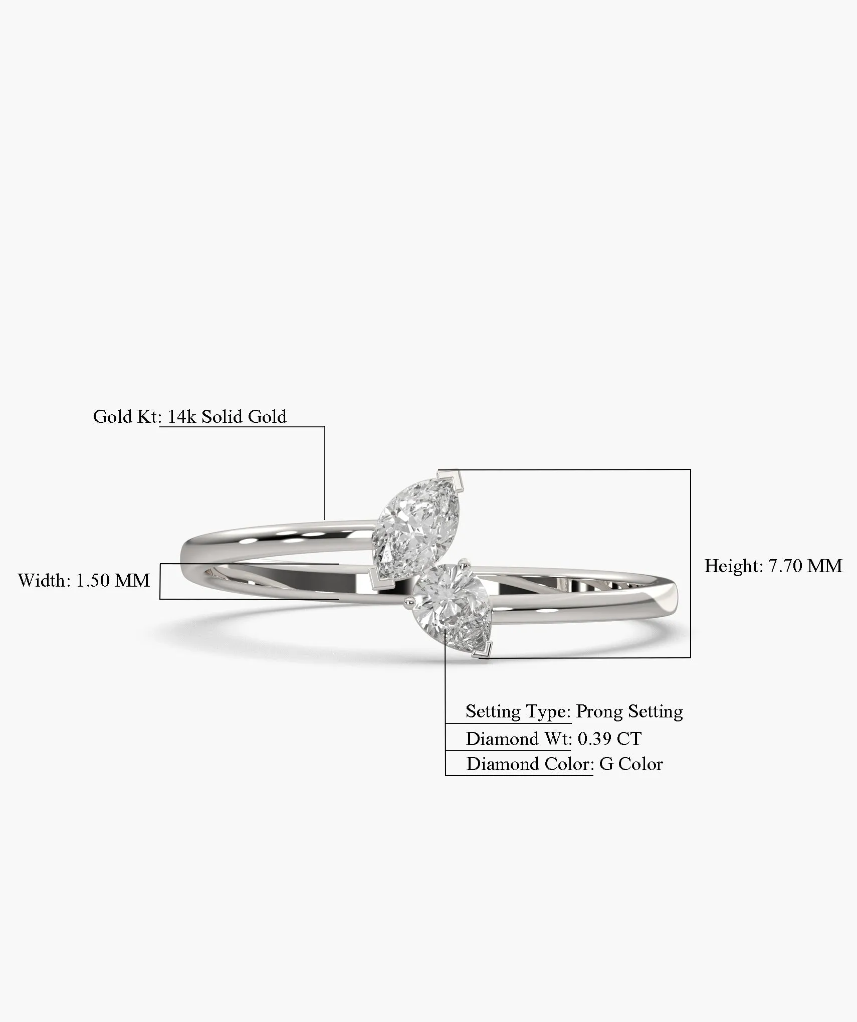14K Gold Duo Diamond Ring