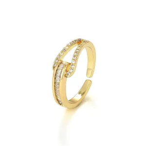 14k Gold Paved Crystal Adjustable Ring