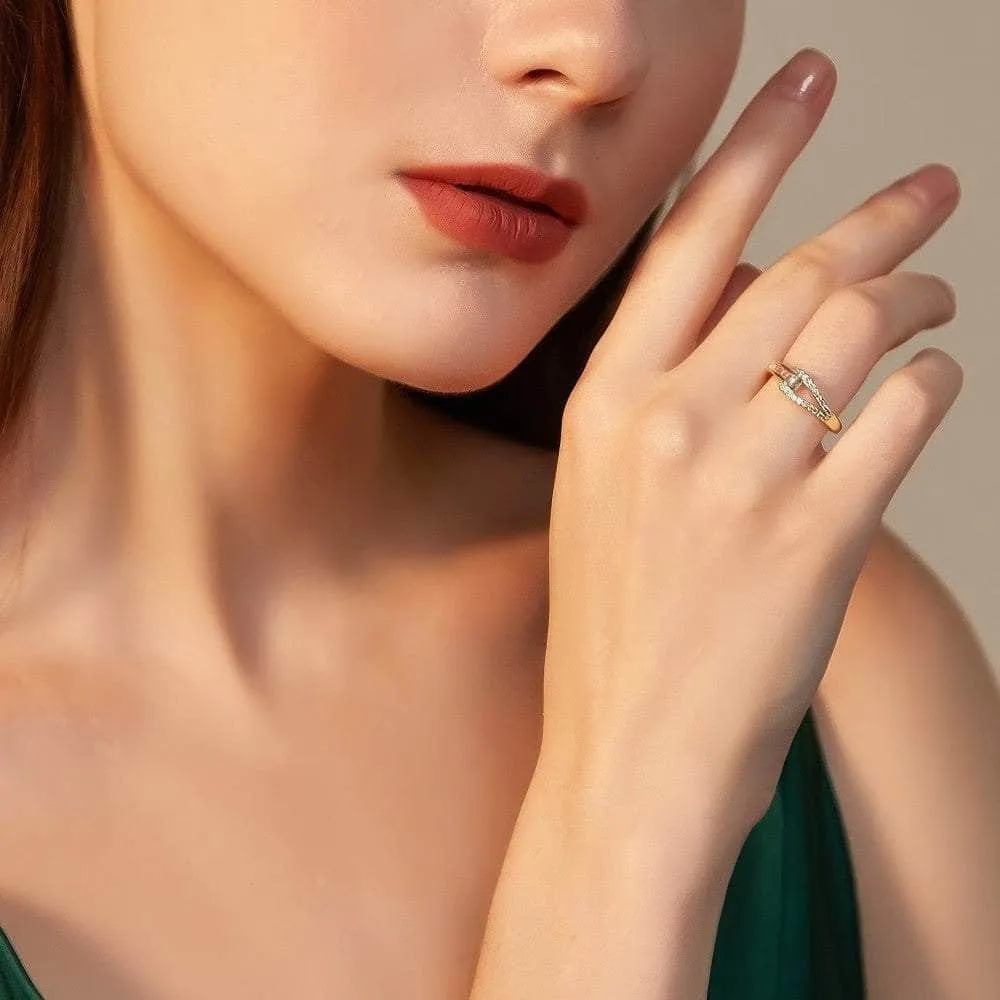 14k Gold Paved Crystal Adjustable Ring