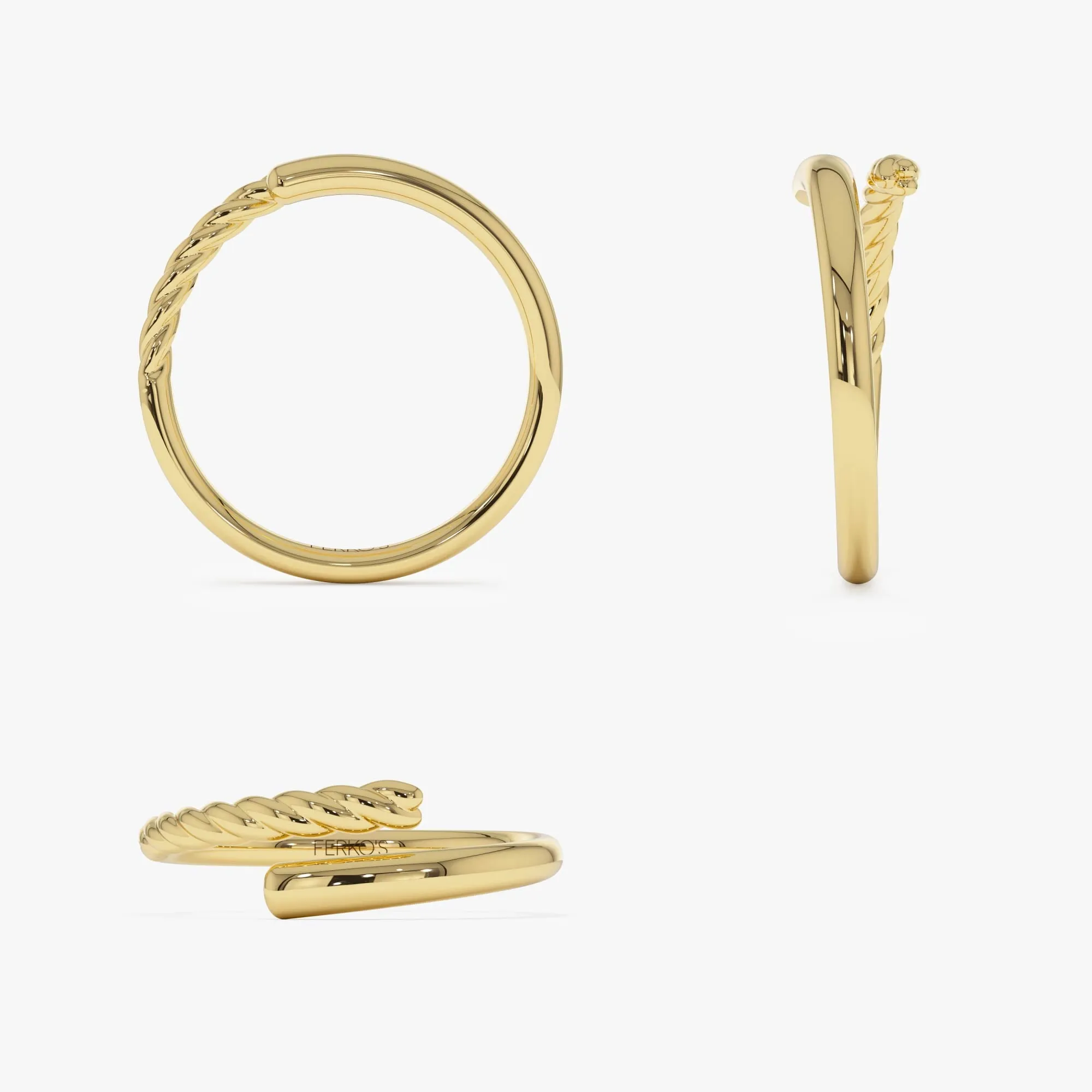 14k Open Band Twist Rope Design Ring