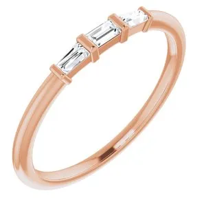14K Rose 1/6 CTW Diamond Three-Stone Stackable Ring