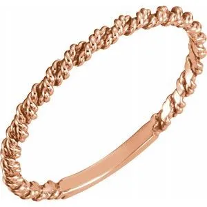 14K Rose 2 mm Twisted Rope Band